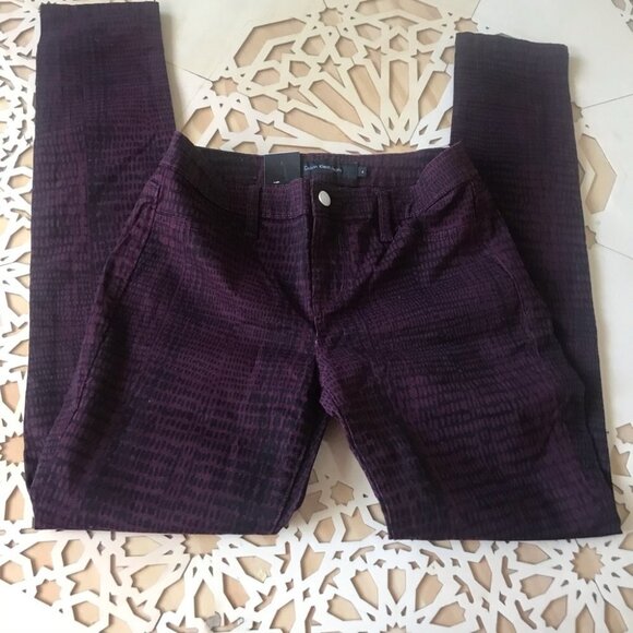 Calvin Klein corduroy animal print Purple and black Skinny Slim Jean pants 4 - Picture 1 of 13